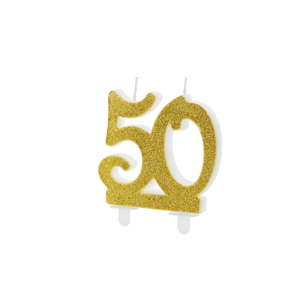 Bougie d'anniversaire Chiffre 50, doré 7.5cm
