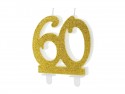 Bougie d'anniversaire Chiffre 60, or, 7.5cm