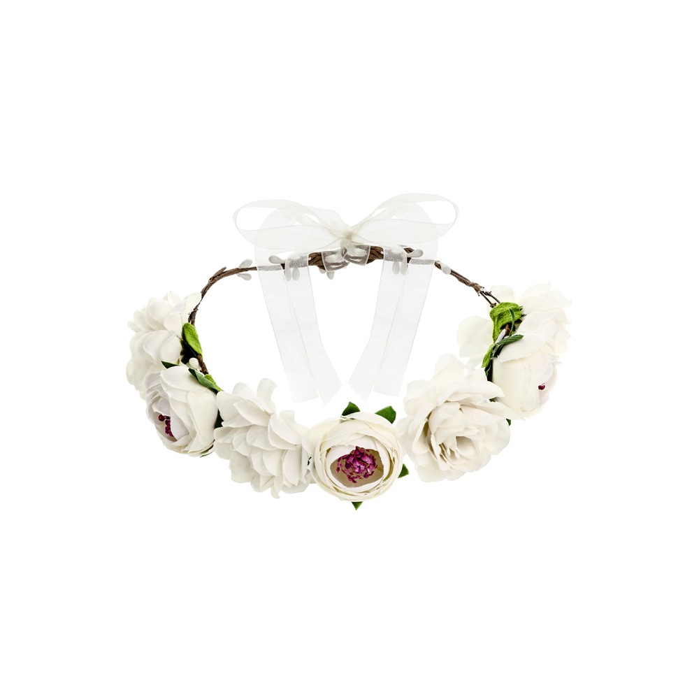 Couronne de fleurs, de couleur blanc, 17cm