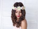 Couronne de fleurs, de couleur blanc, 17cm