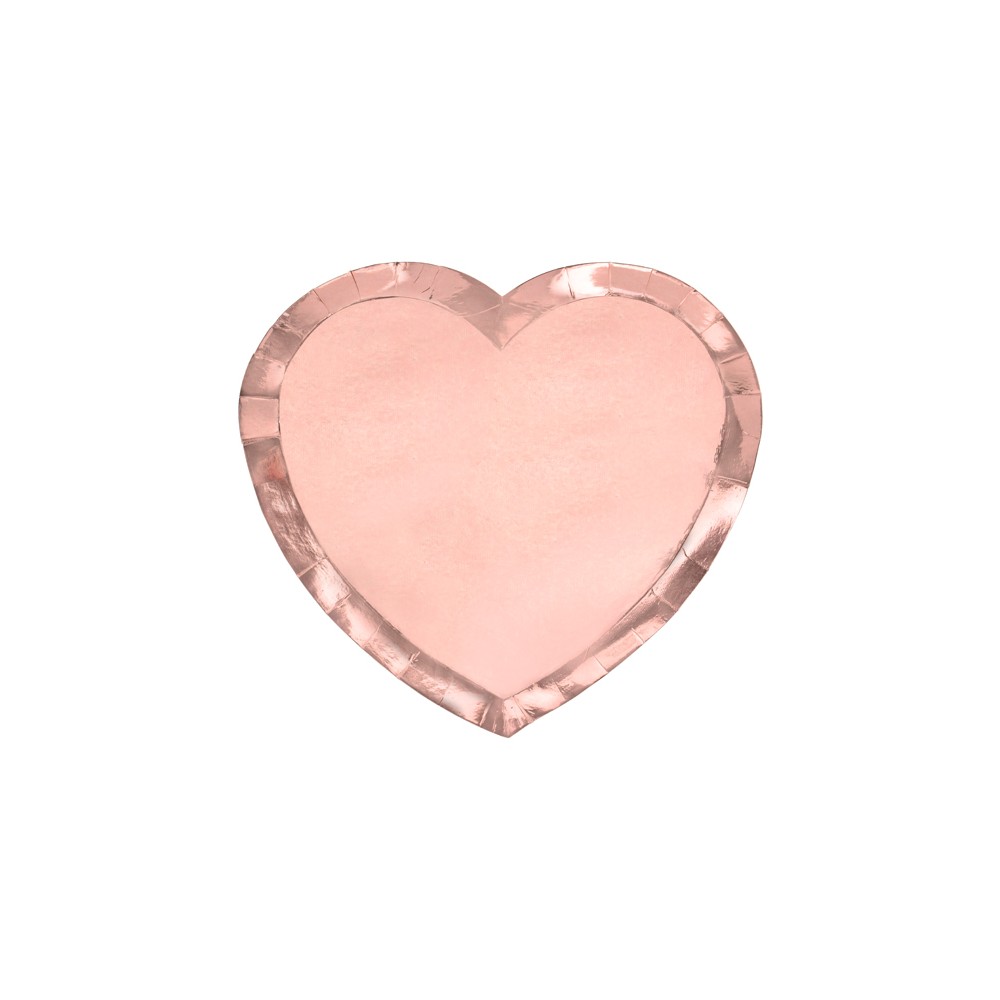 Assiettes coeur, or rose, 21x19cm