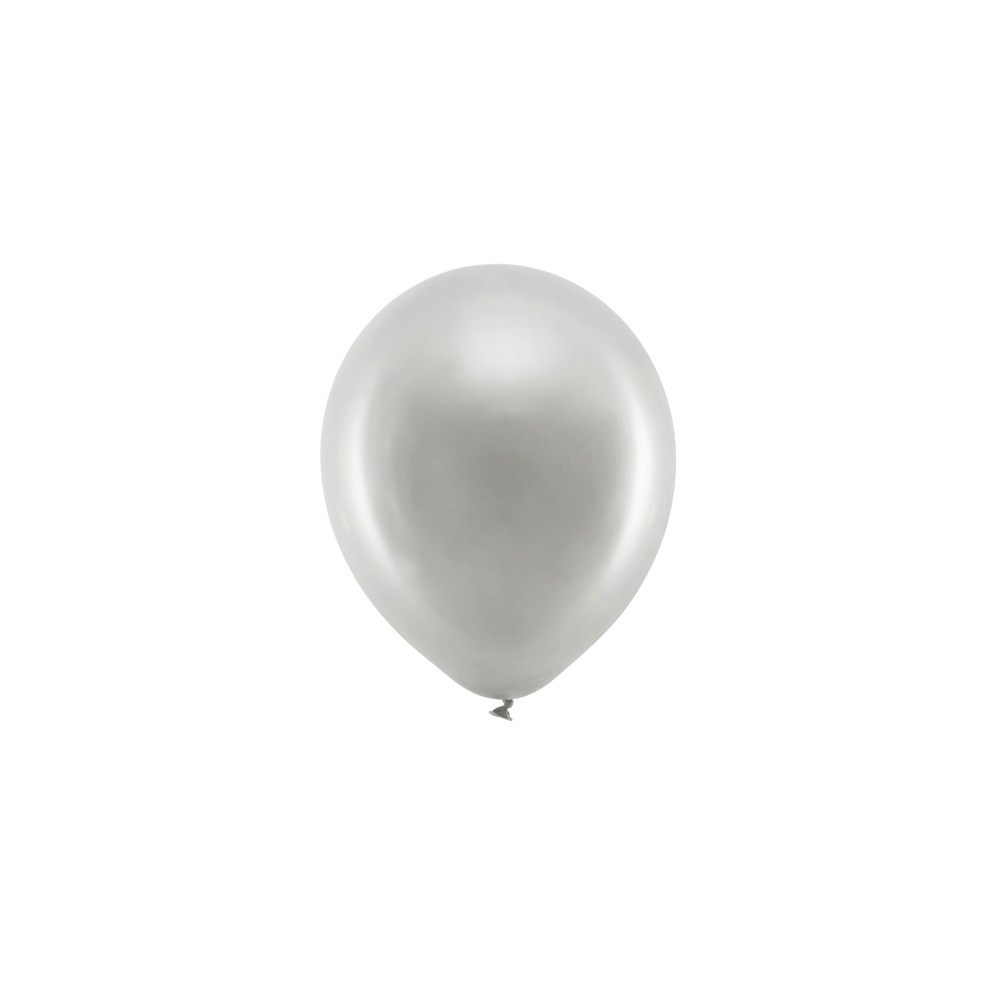 Ballons Rainbow 23 cm, métallisés, argent