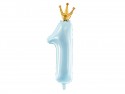 Ballon en aluminium Chiffre '1', 37x100 cm, bleu clair