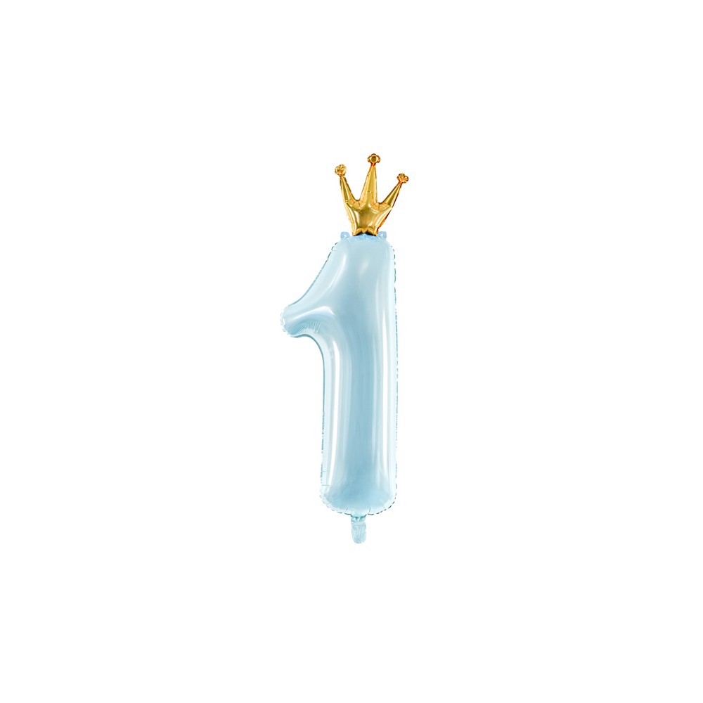 Ballon en aluminium Chiffre '1', 37x100 cm, bleu clair