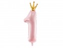 Ballon en aluminium Chiffre '1', 37x100 cm, rose clair