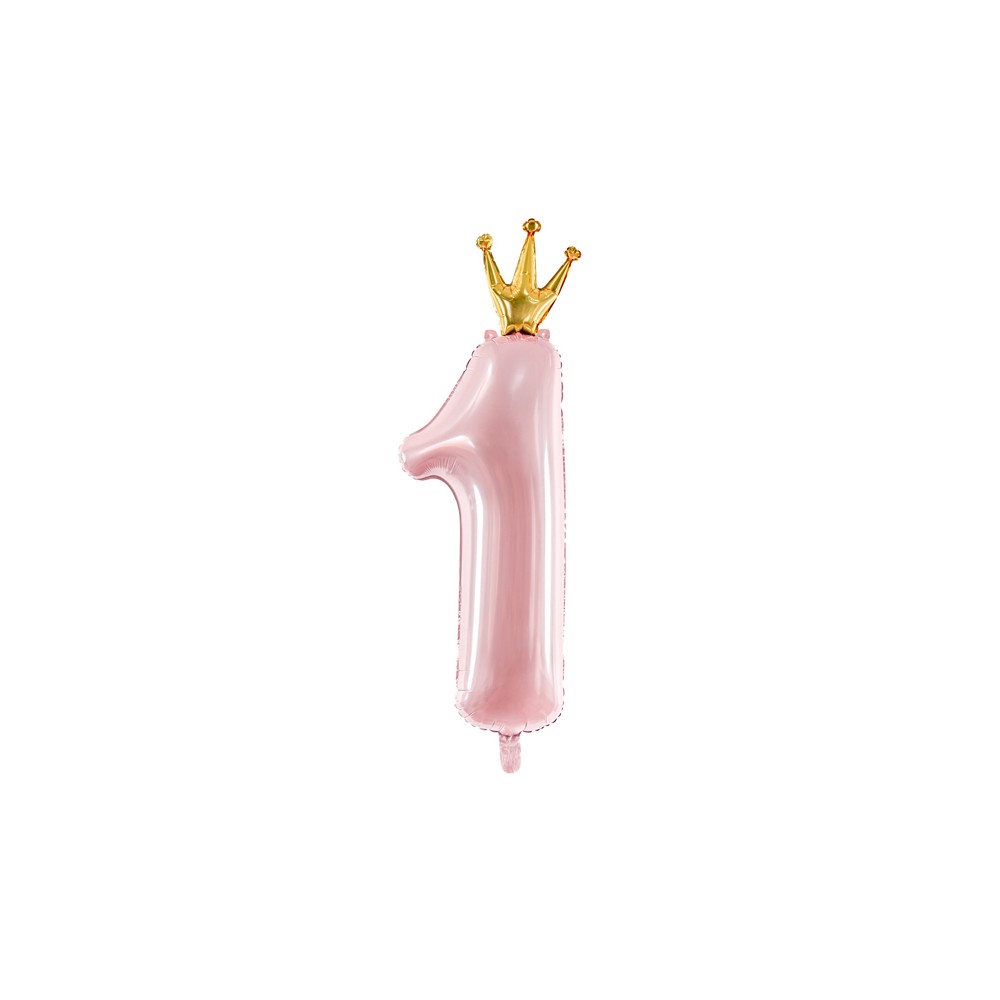 Ballon en aluminium Chiffre '1', 37x100 cm, rose clair