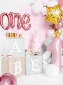 Ballon en aluminium Chiffre '1', 37x100 cm, rose clair