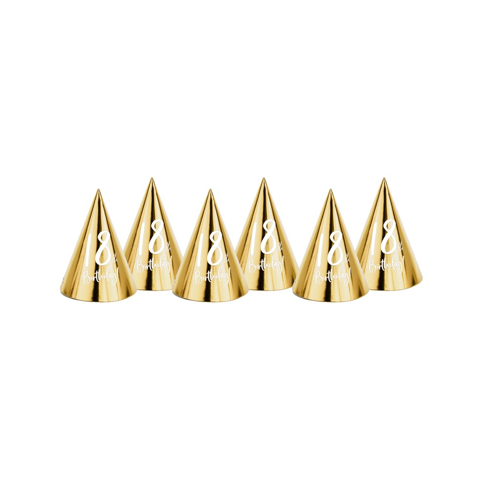 Chapeaux de fête pour 18ème anniversaire, or, 16cm