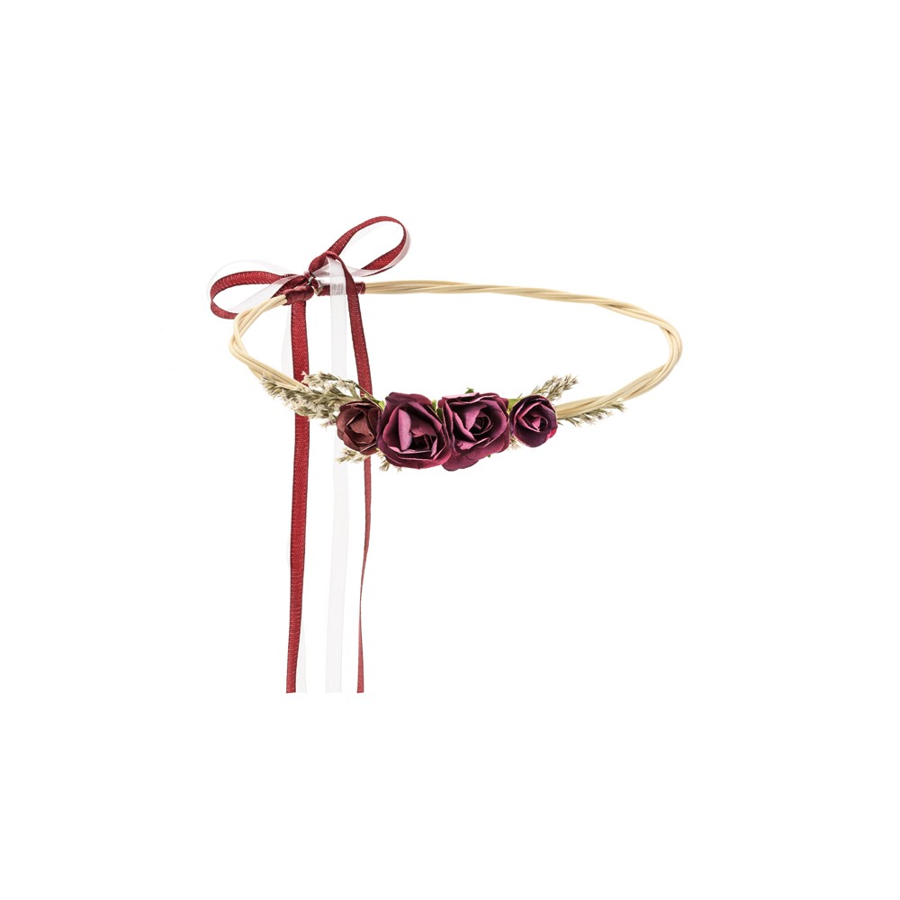 Couronne de fleurs, bordeaux, 18cm