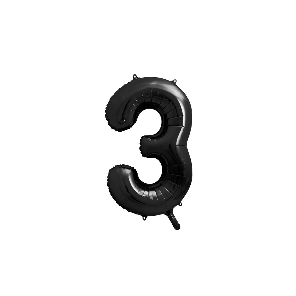 Ballon en aluminium Chiffre ''3'', 86cm, noir