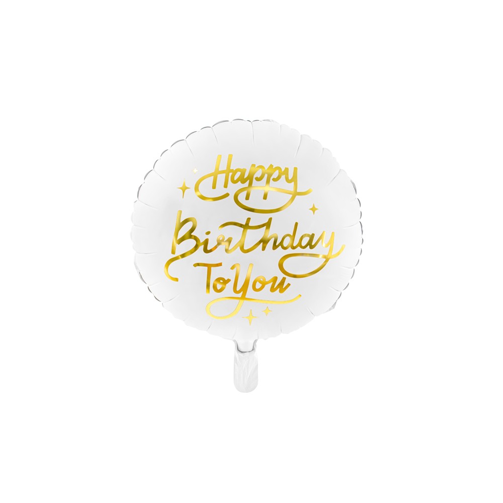 Ballon en Mylar ''Happy Birthday To You'', 35cm, blanc