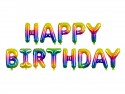 Ballon en Mylar Happy Birthday, 340x35cm, arc-en-ciel