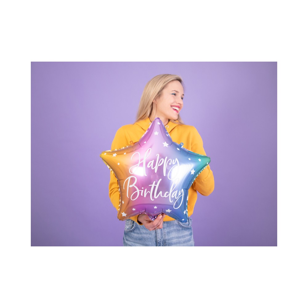 Ballon en Mylar Happy Birthday, 40cm, mélange