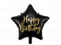 Ballon en Mylar Happy Birthday, 40cm, noir