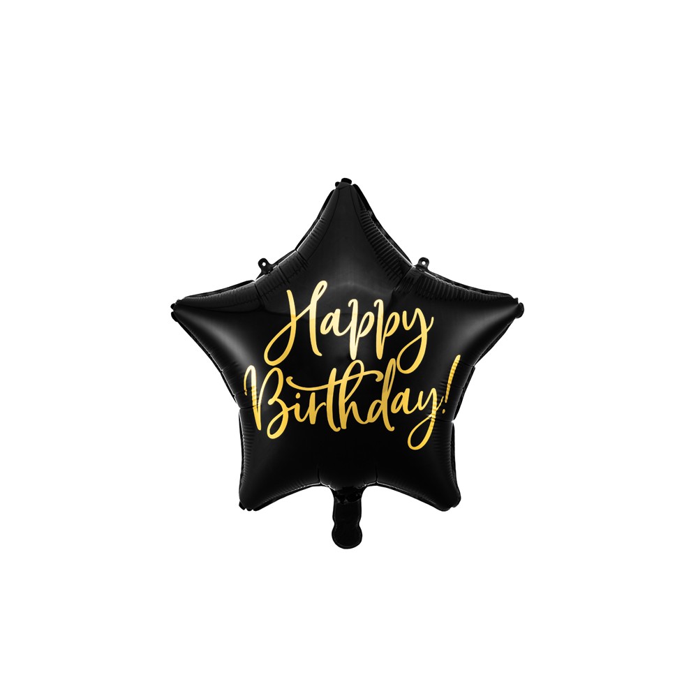 Ballon en Mylar Happy Birthday, 40cm, noir