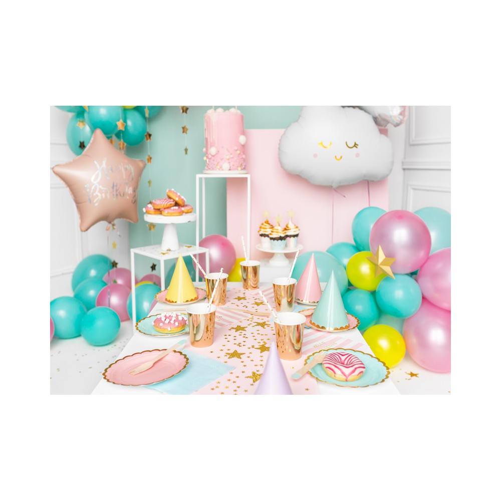 Ballon en Mylar Happy Birthday, 40cm, rose poudré clair