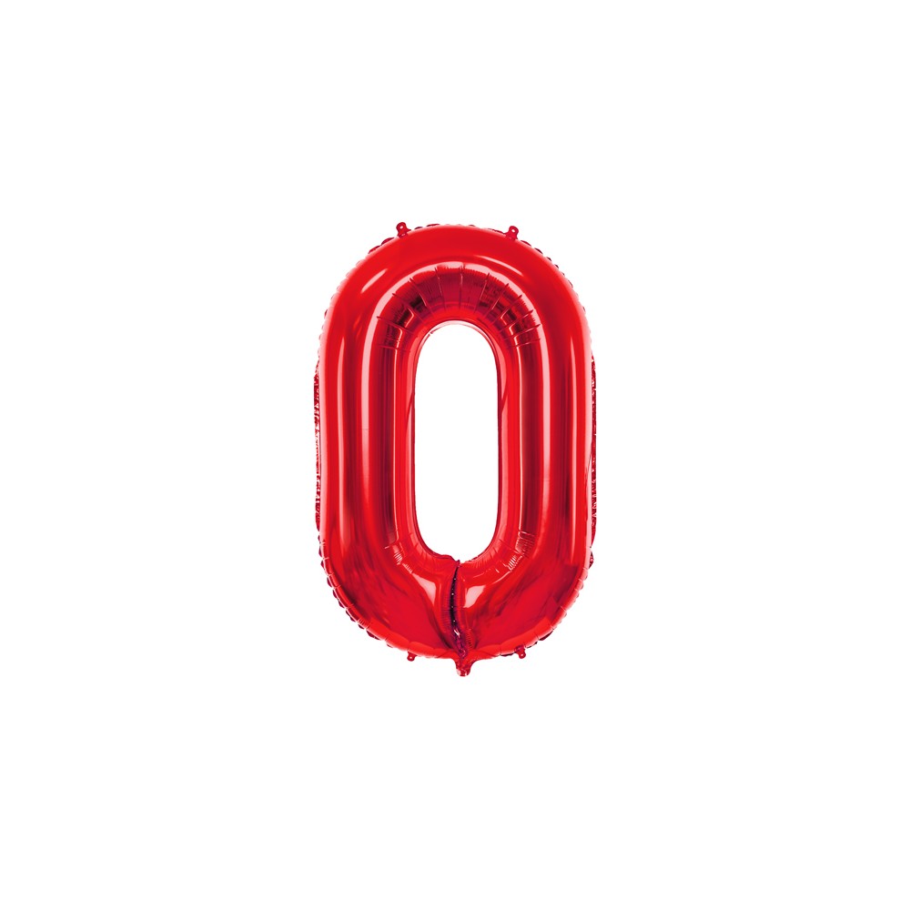 Ballon en aluminium Chiffre ''0'', 86cm, rouge