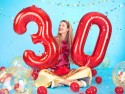 Ballon en aluminium Chiffre ''0'', 86cm, rouge