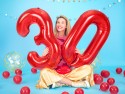 Ballon en aluminium Chiffre ''0'', 86cm, rouge