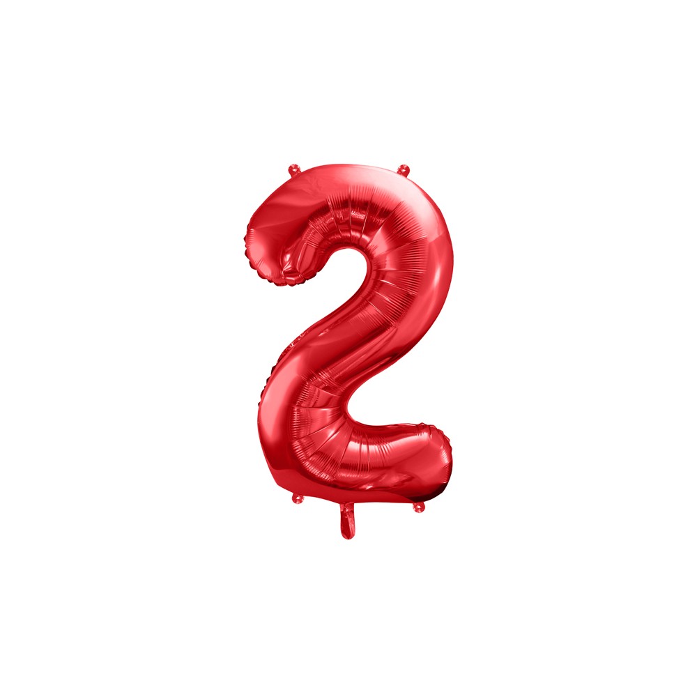 Ballon en aluminium Chiffre ''2'', 86cm, rouge