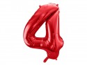 Ballon en aluminium Chiffre ''4'', 86cm, rouge