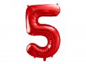 Ballon en aluminium Chiffre ''5'', 86cm, rouge