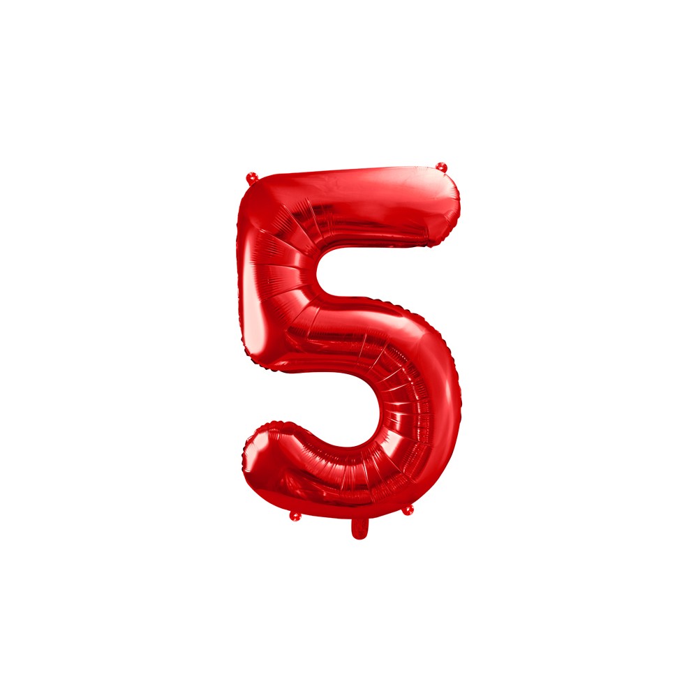 Ballon en aluminium Chiffre ''5'', 86cm, rouge
