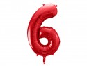 Ballon en aluminium Chiffre ''6'', 86cm, rouge