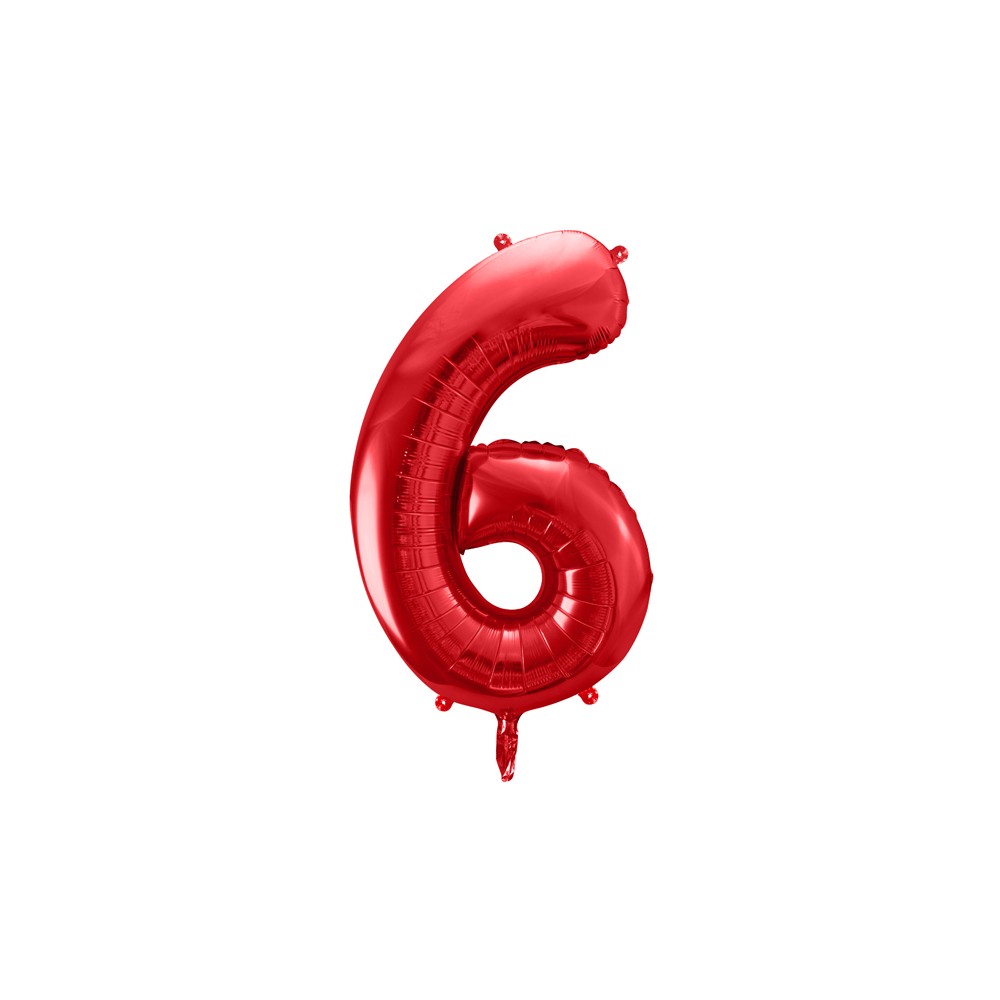 Ballon en aluminium Chiffre ''6'', 86cm, rouge