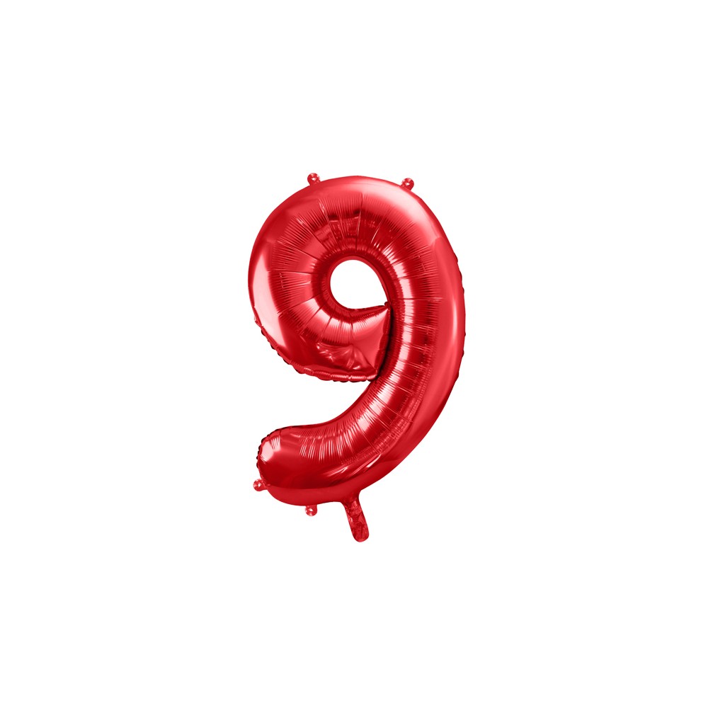 Ballon en aluminium Chiffre ''9'', 86cm, rouge
