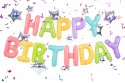 Ballon en Mylar Happy Birthday, 395x35cm, mélange