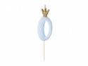 Bougie d'anniversaire Chiffre 0, bleu clair, 9.5cm