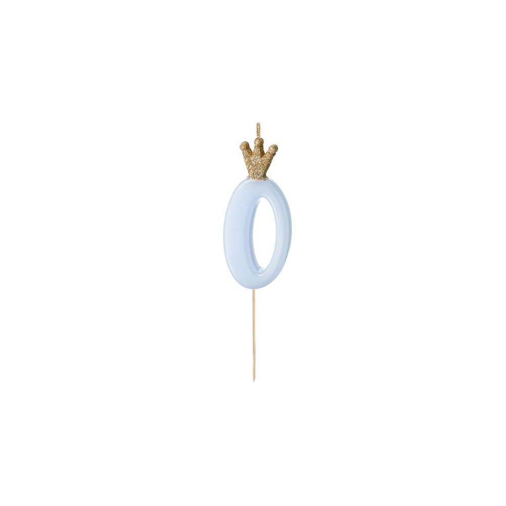 Bougie d'anniversaire Chiffre 0, bleu clair, 9.5cm