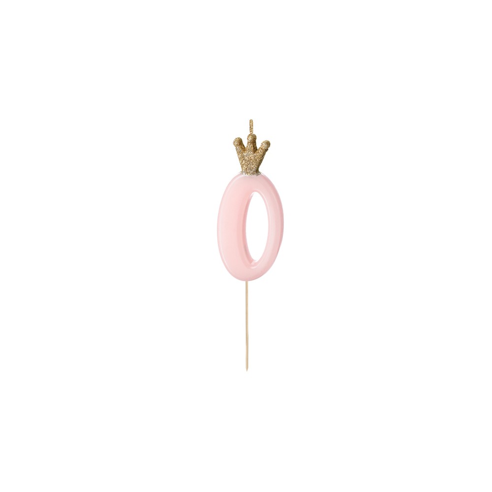 Bougie d'anniversaire Chiffre 0, rose clair, 9.5cm