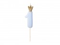 Bougie d'anniversaire Chiffre 1, bleu clair, 9.5cm