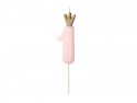 Bougie d'anniversaire Chiffre 1, rose clair, 9.5cm