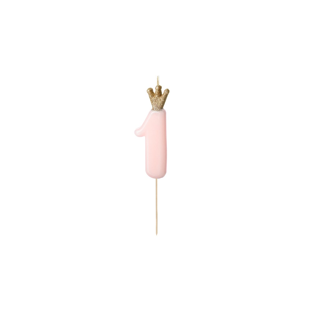 Bougie d'anniversaire Chiffre 1, rose clair, 9.5cm