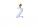 Bougie d'anniversaire Chiffre 2, bleu clair, 9.5cm
