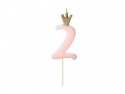 Bougie d'anniversaire Chiffre 2, rose clair, 9.5cm