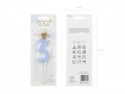 Bougie d'anniversaire Chiffre 3, bleu clair, 9.5cm