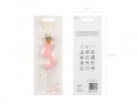 Bougie d'anniversaire Chiffre 3, rose clair, 9.5cm