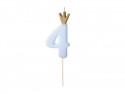 Bougie d'anniversaire Chiffre 4, bleu clair, 9.5cm