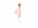 Bougie d'anniversaire Chiffre 4, rose clair, 9.5cm