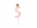 Bougie d'anniversaire Chiffre 5, rose clair, 9.5cm