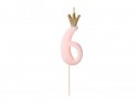 Bougie d'anniversaire Chiffre 6, rose clair, 9.5cm