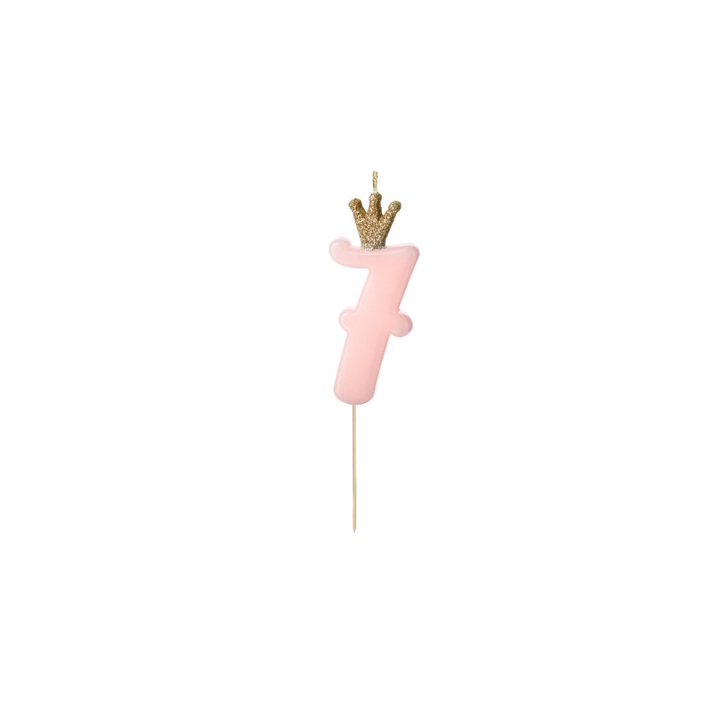 Bougie d'anniversaire Chiffre 7, rose clair, 9.5cm