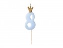 Bougie d'anniversaire Chiffre 8, bleu clair, 9.5cm