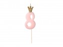 Bougie d'anniversaire Chiffre 8, rose clair, 9.5cm