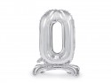 Ballon en Mylar debout, Chiffre ''0'', 70cm, argenté