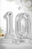 Ballon en Mylar debout, Chiffre ''0'', 70cm, argenté